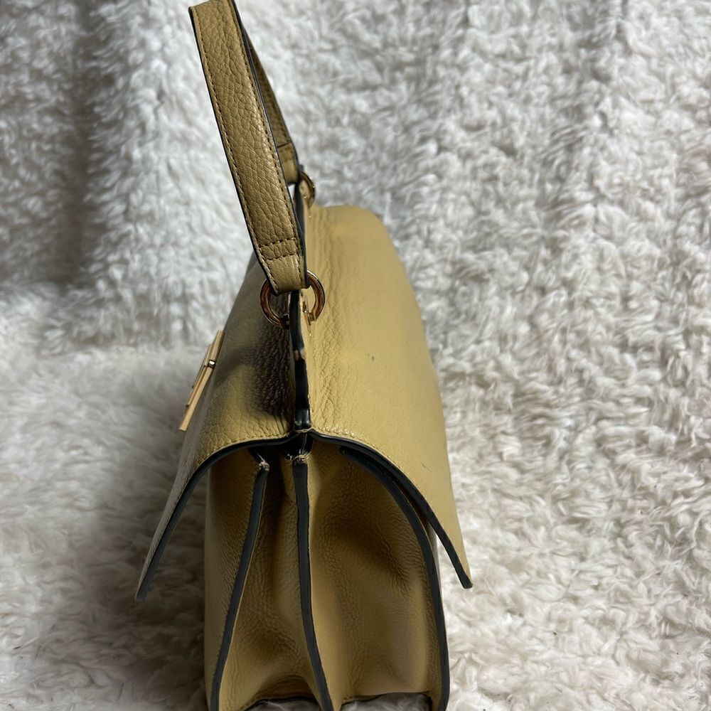 LUANA Italy  khaki leather Satchel gold & silver tone logo . - Picture 4 of 13